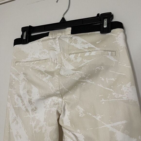 HELMUT LANG ivory beige marble abstract leggings US 27 - Picture 6 of 7